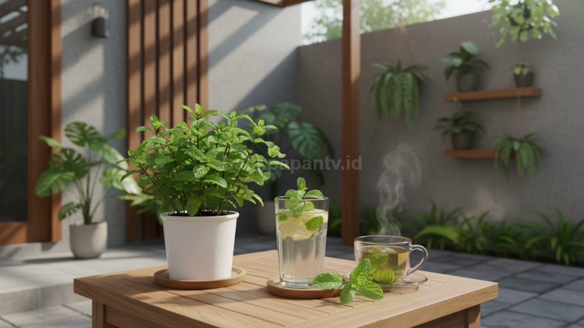 Daun Mint: Mint segar untuk infused water dan aroma rumah segar.