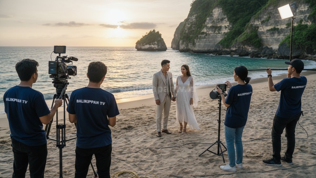 Pasangan melakukan video prewedding cinematic dengan konsep storytelling modern di 2026