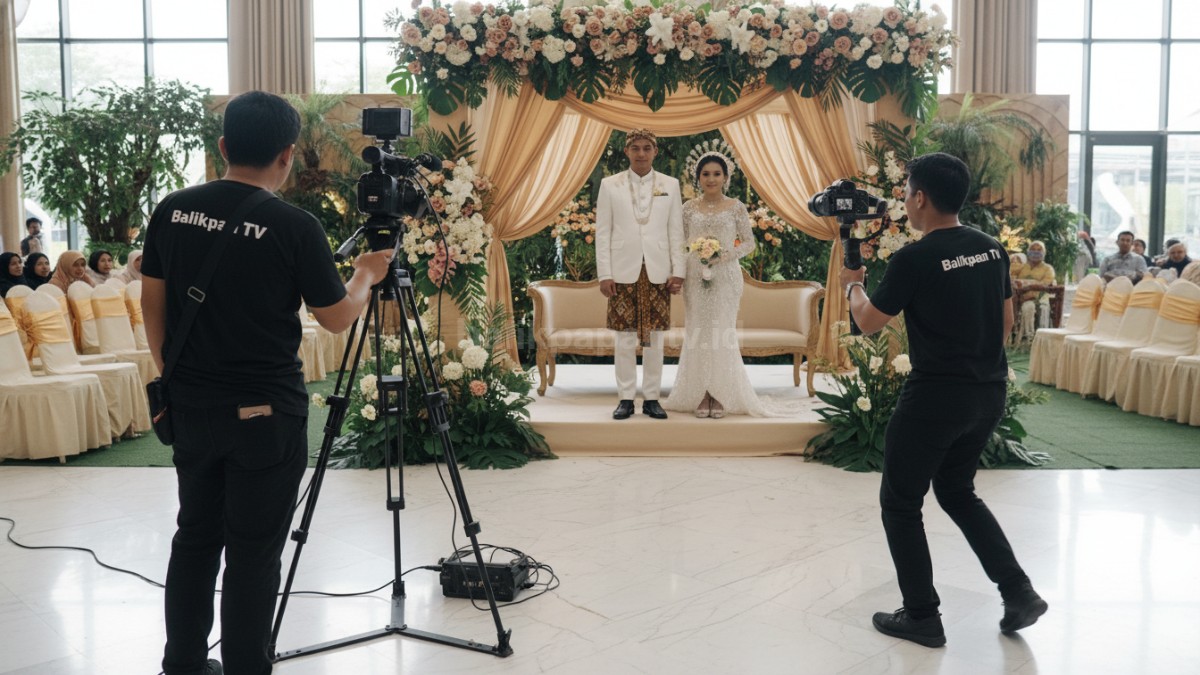 2 videographer sedang melakukan tugas liputan acara wedding