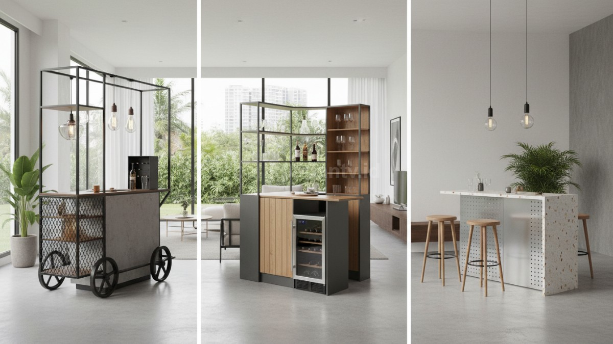Beragam model mini bar minimalis dari lipat hingga industrial