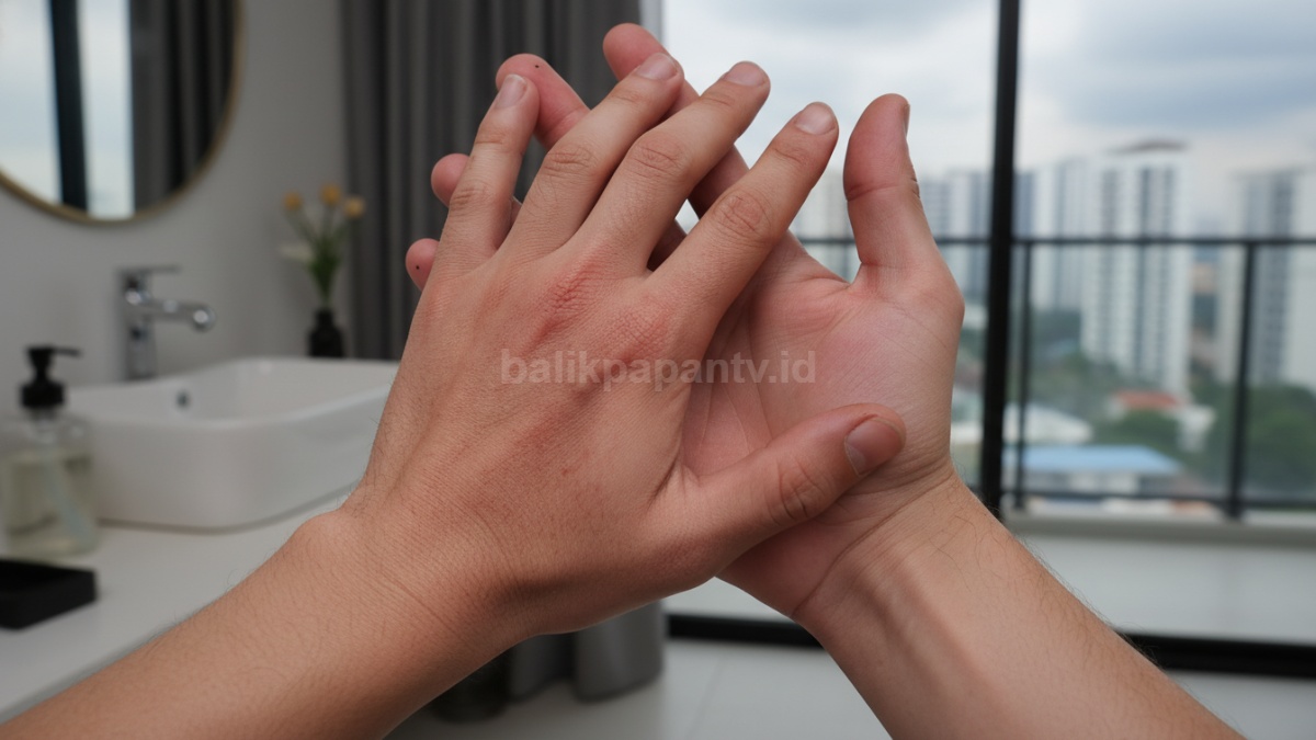 Contoh kesalahan menggosok tangan terlalu keras saat membersihkan noda oli 
