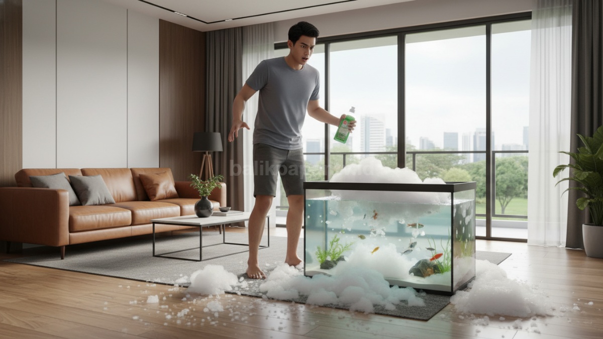 Kesalahan penggunaan sabun saat membersihkan aquarium 