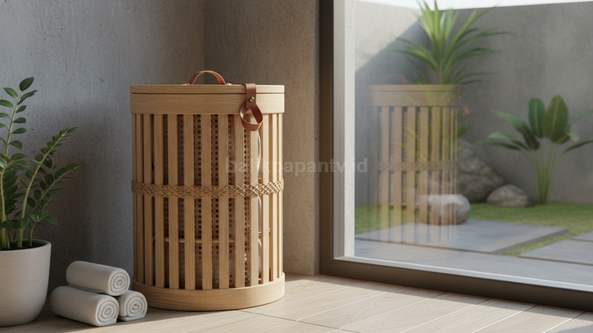 Keranjang baju modern dengan desain unik di ruang minimalis, solusi praktis rumah rapi 