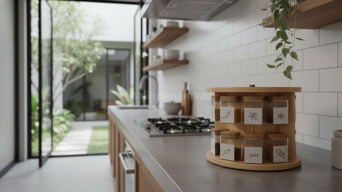 Tempat bumbu unik dengan desain modern di dapur minimalis 