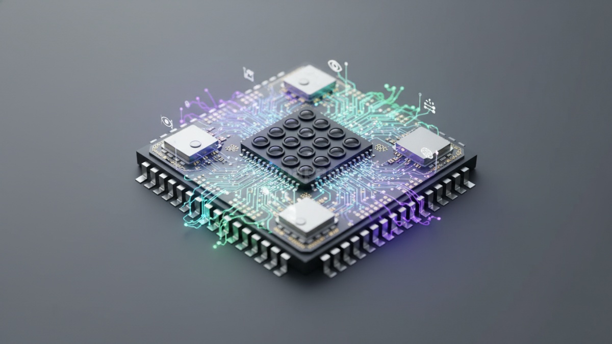 Ilustrasi pemrosesan AI pada chip kamera modern