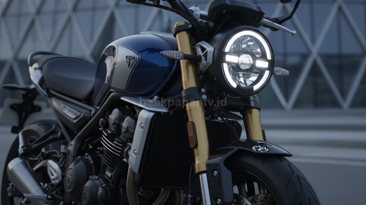 Detail desain lampu LED dan finishing premium Triumph 400 Series