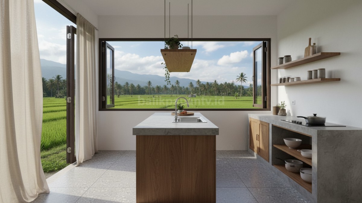 Dapur Desa pemandangan sawah