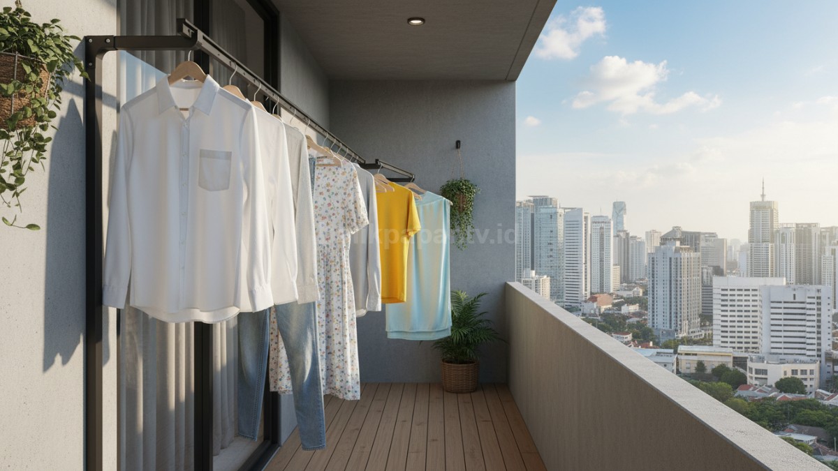 Jemuran di balkon