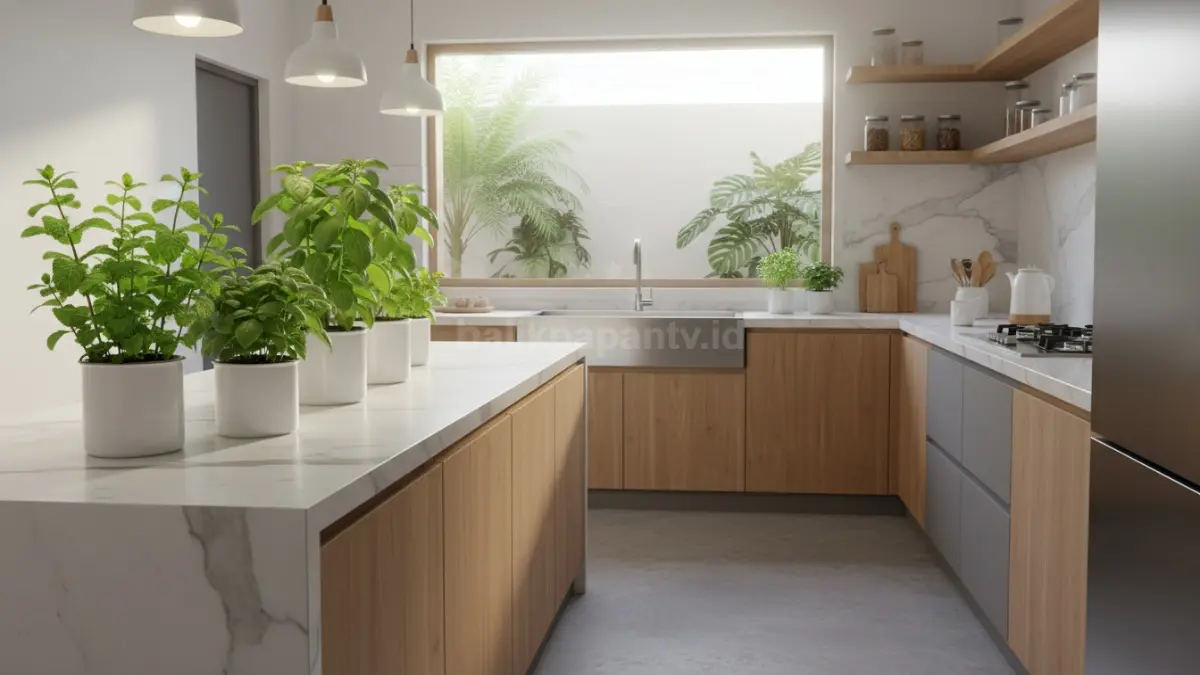 Area dapur dengan tanaman herbal 