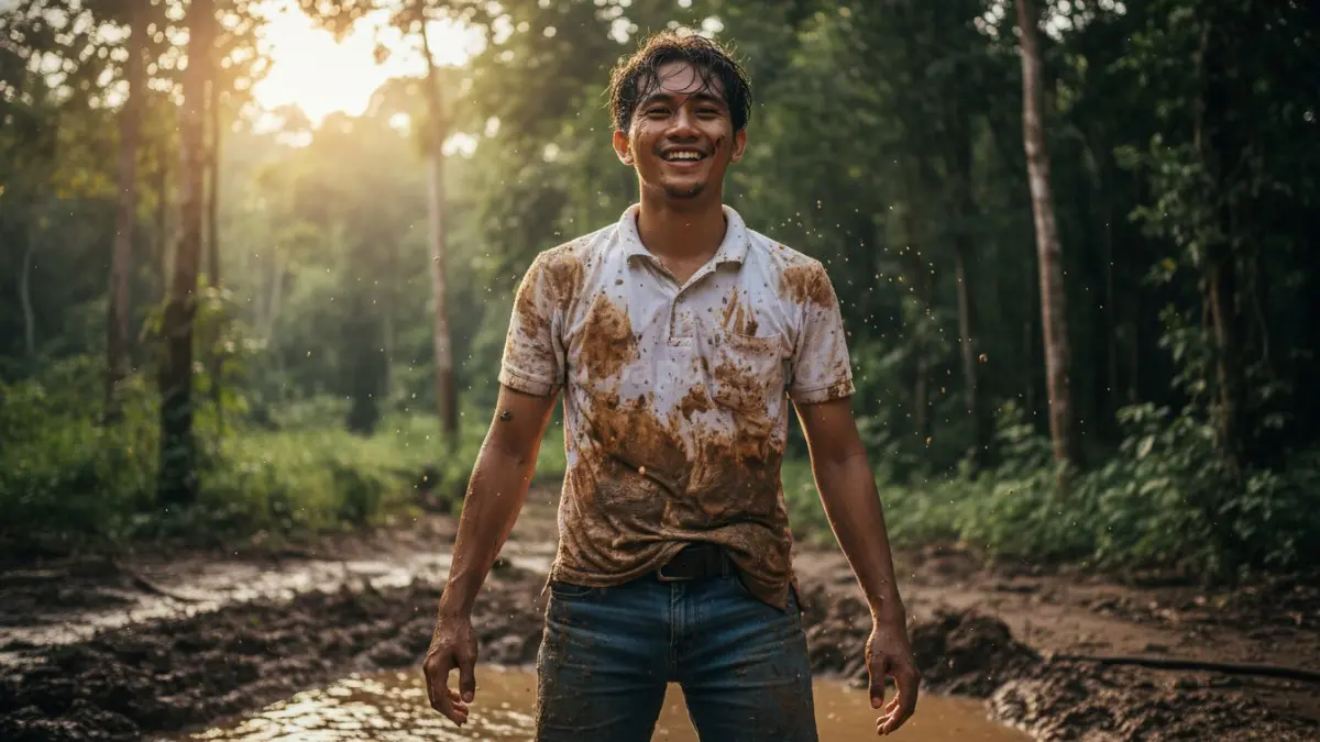  Baju putih kotor setelah aktivitas luar 