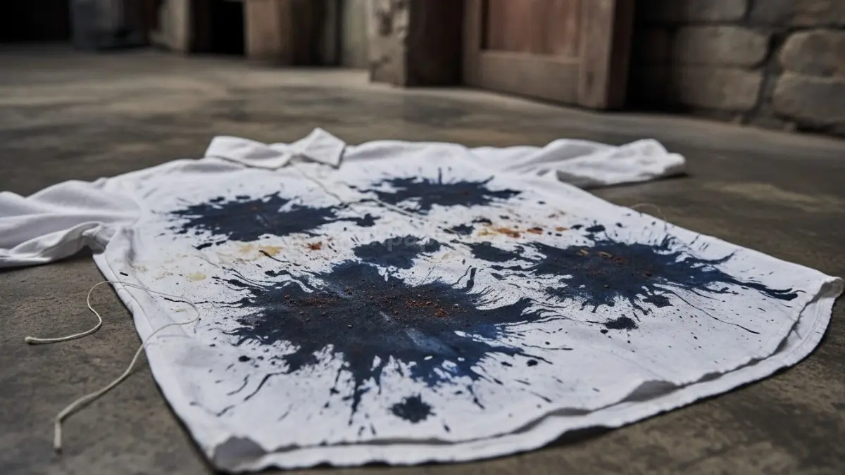  Coretan tinta di kain putih 