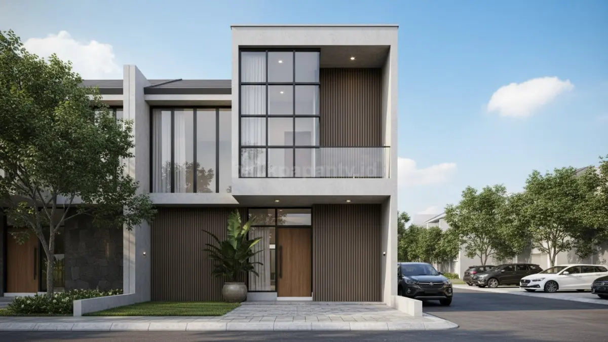Jendela vertikal tinggi untuk rumah sempit modern
