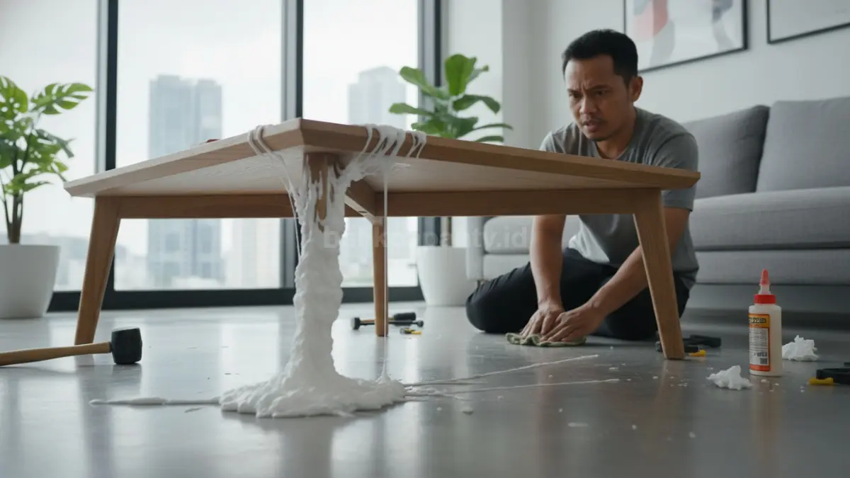 Kesalahan penggunaan lem saat memperbaiki furnitur kayu
