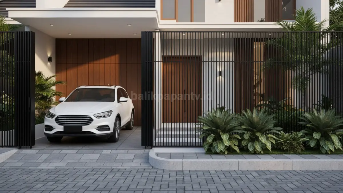 Pagar besi hollow minimalis garis vertikal
