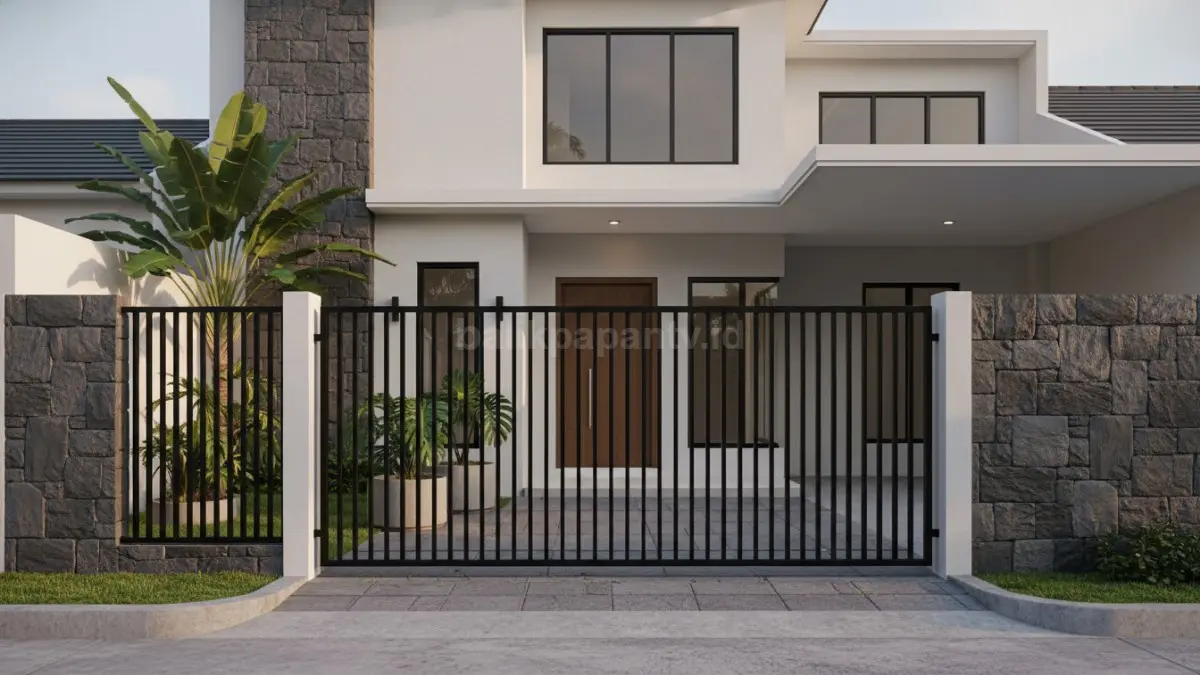 Batu andesit + besi hollow, minimalis modern estetik