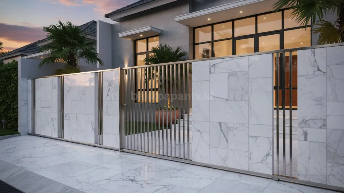 Batu marmer + besi stainless, mewah dan premium