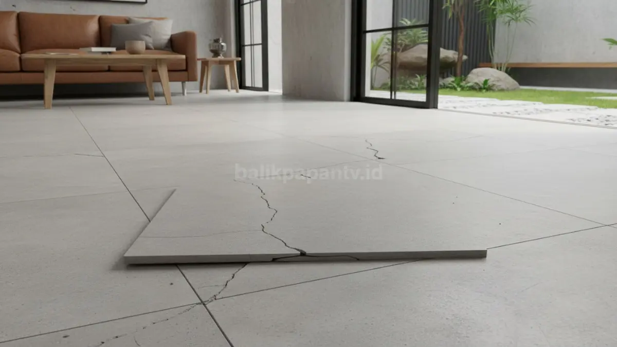 Contoh kesalahan pemasangan keramik yang menyebabkan retak dini
