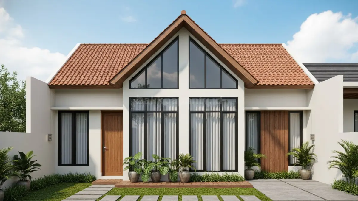 Jendela panjang mendukung pencahayaan dan ventilasi optimal.