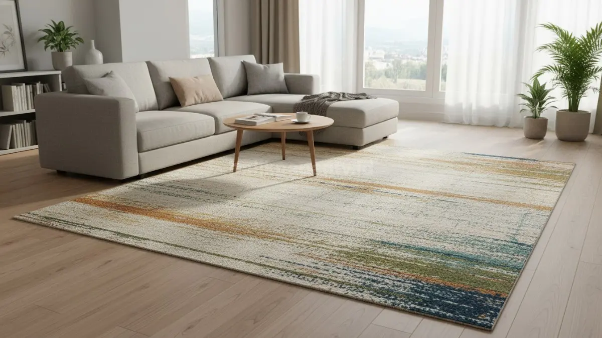 Motif karpet Islami modern dengan warna netral cocok untuk ruang minimalis