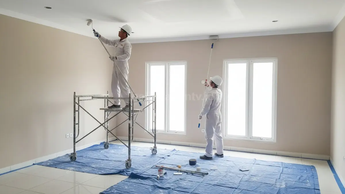 Proses pengecatan plafon rumah