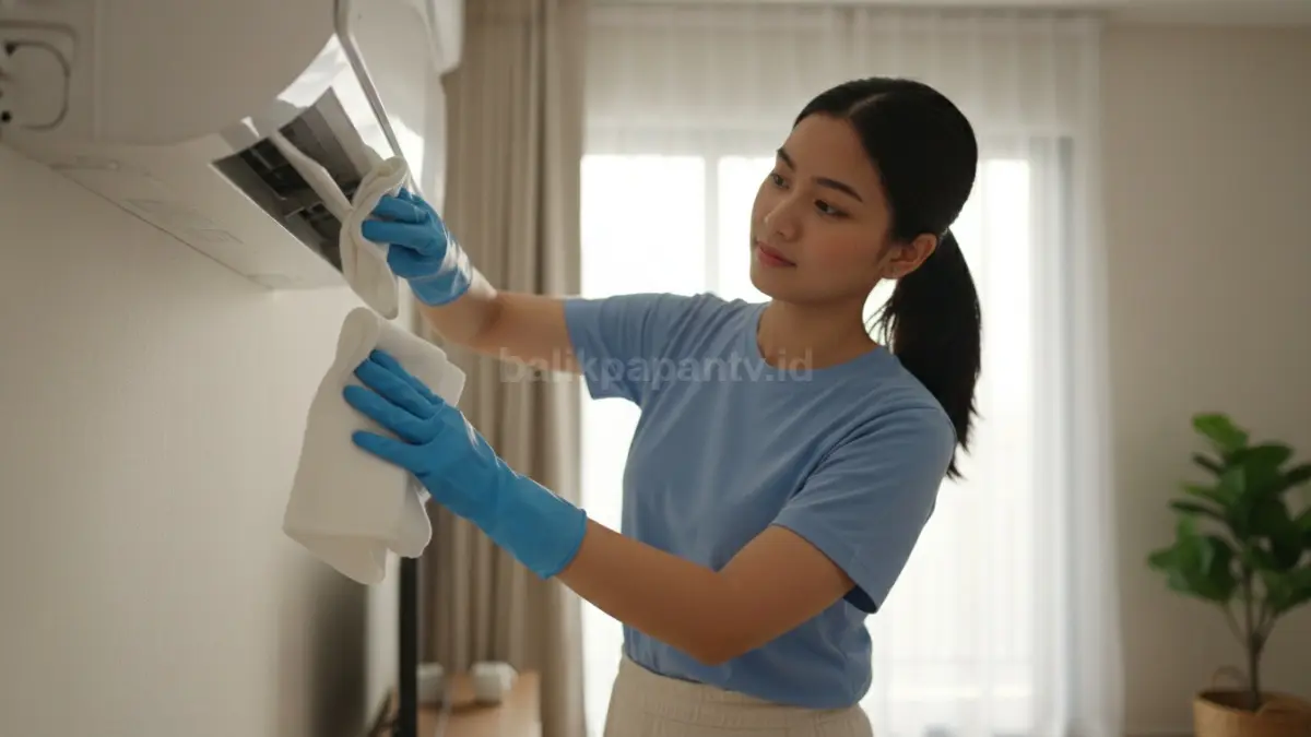 Lap bagian luar AC dengan kain kering
