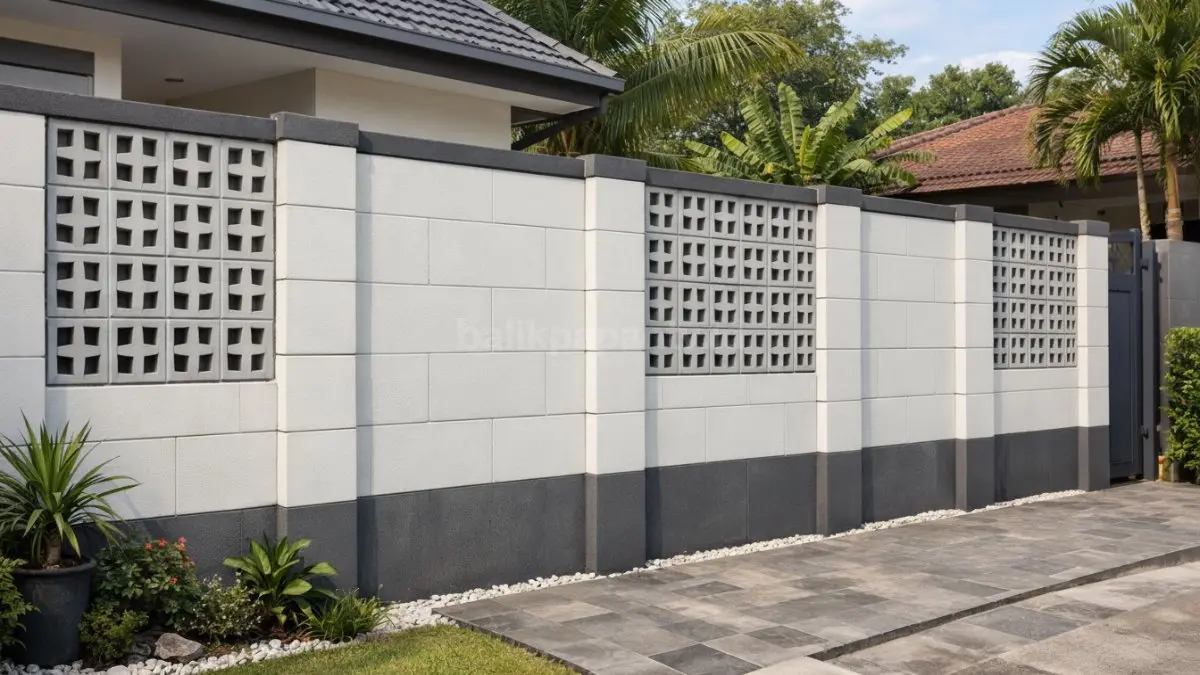 Pagar hebel kombinasi roster untuk ventilasi alami.