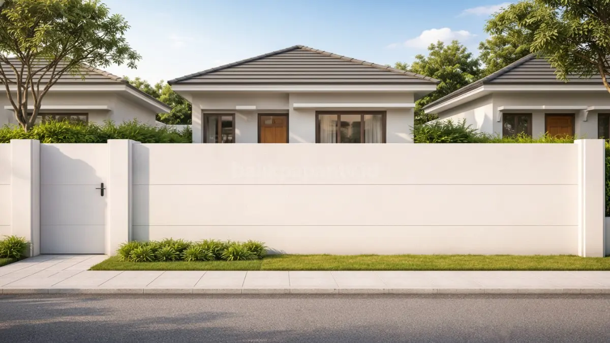 Pagar hebel model polos minimalis dengan finishing cat halus.