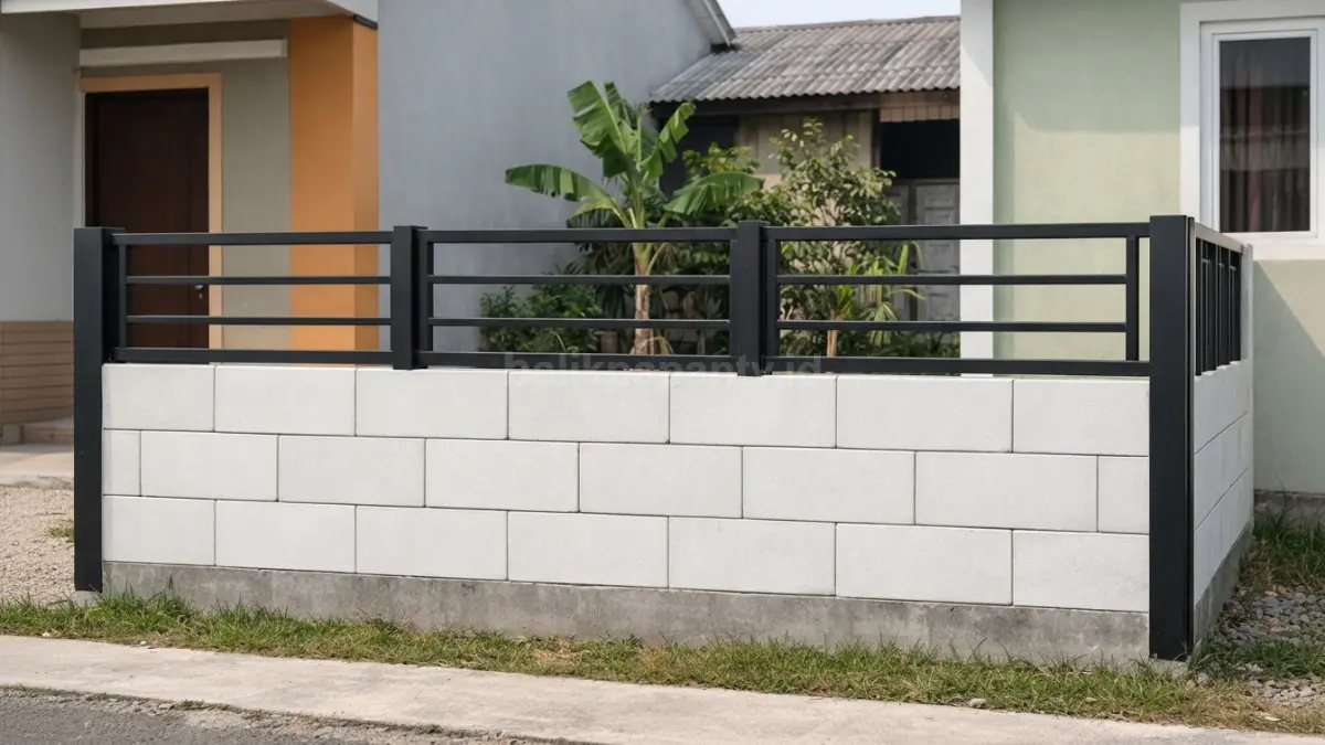 Pagar hebel model setengah terbuka dengan besi hollow.