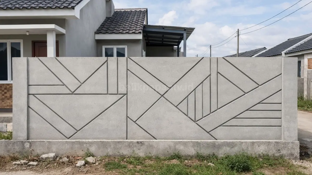 Pagar hebel motif garis geometris.
