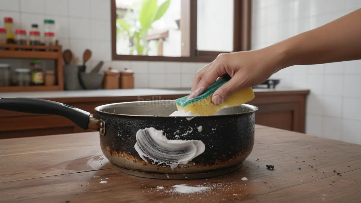 Pasta Baking Soda di Permukaan Panci