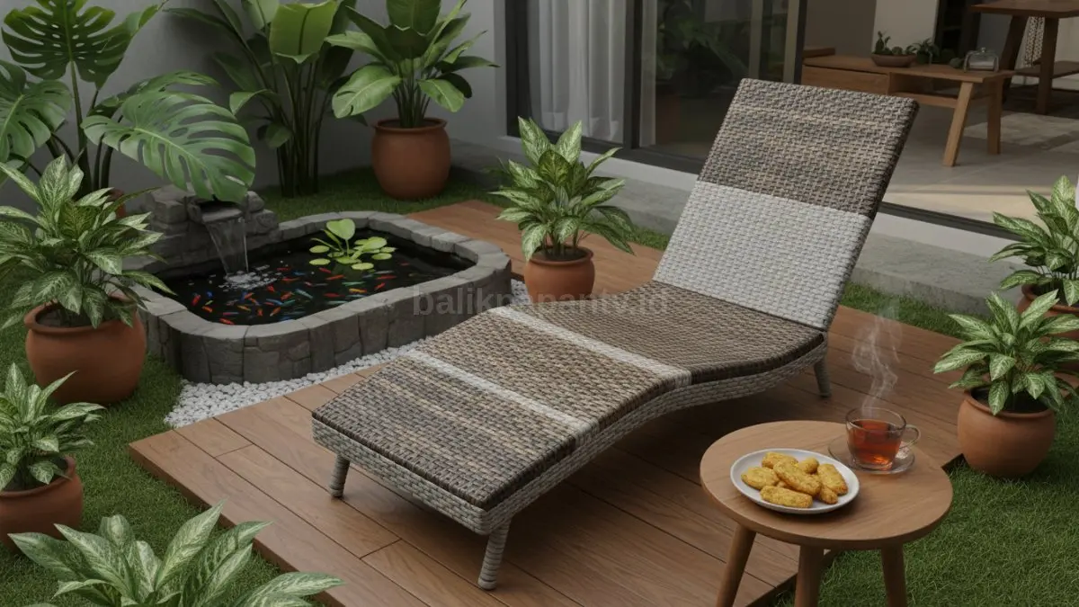 Kursi lounge rotan sintetis modern