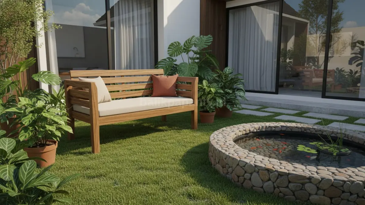 Kursi taman model bench kayu minimalis