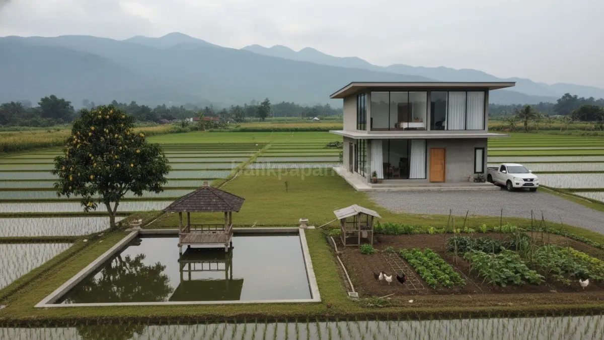 Rumah kubus dengan jendela besar