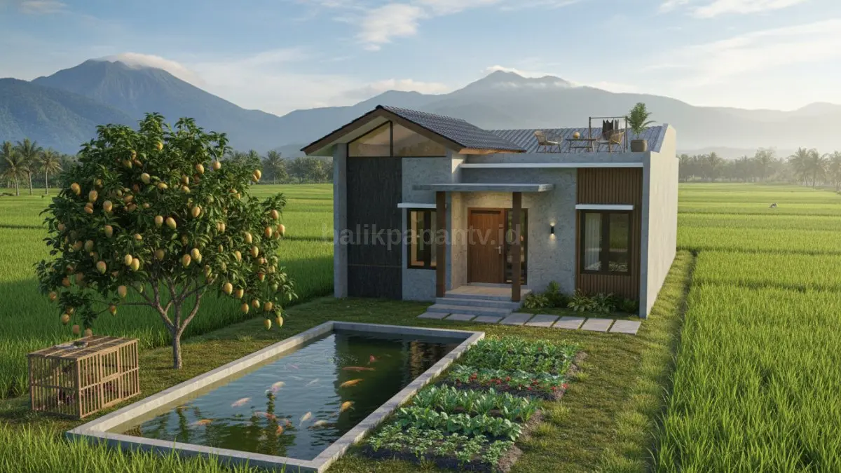 Rumah suasana desa dengan rooftop terbuka
