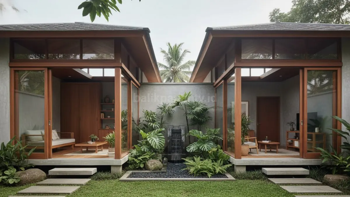 Area kecil dengan tanaman hijau di dalam rumah