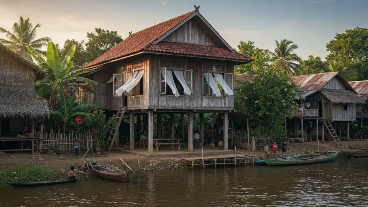 Ilustrasi rumah dengan jendela berhadapan dan sirkulasi udara lancar tanpa bantuan AC.
