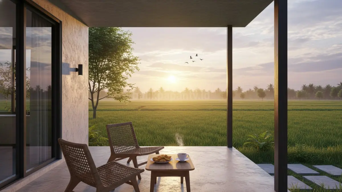 Rumah Courtyard dengan Bingkai Alam