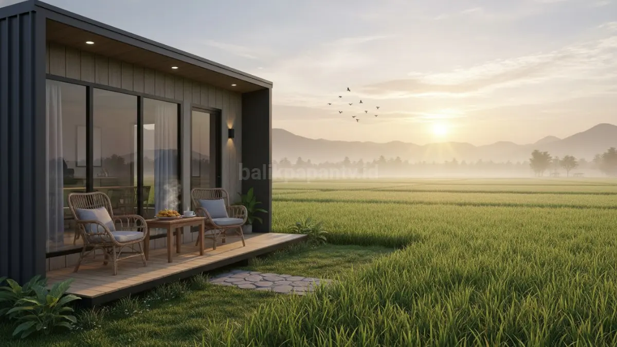 Rumah Modular Prefab di Area Sawah