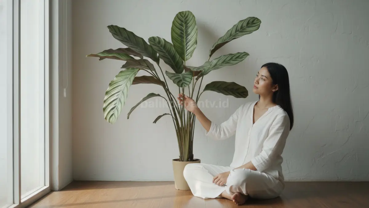 Calathea dengan daun yang bergerak mengikuti cahay