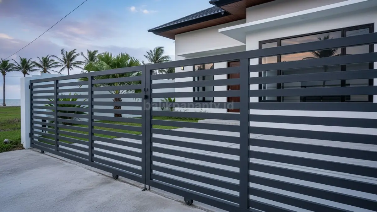 Contoh pagar rumah dari stainless steel yang tahan cuaca tropis dan bebas karat