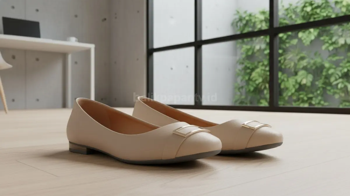 Flatshoes elegan untuk kantor dengan desain modern, tampilan rapi tapi tetap nyaman dipakai seharian.