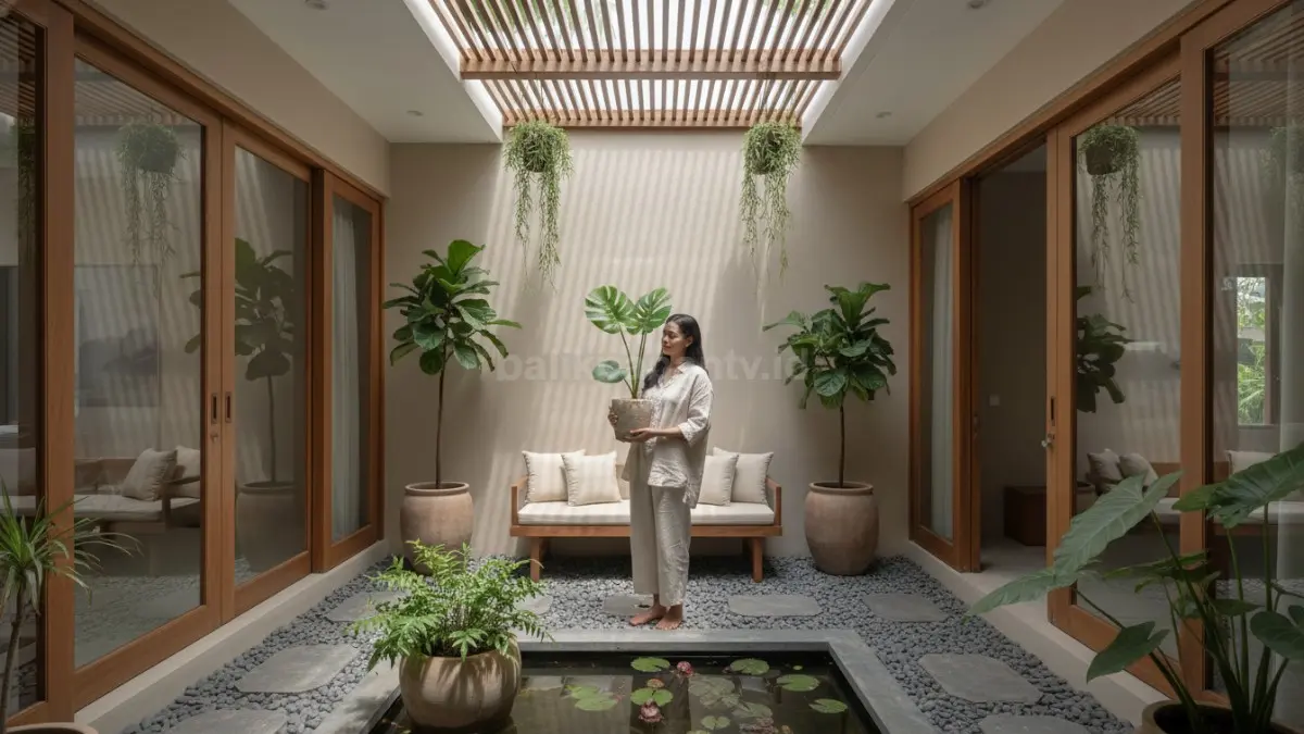  Indoor courtyard kecil di tengah ruang 