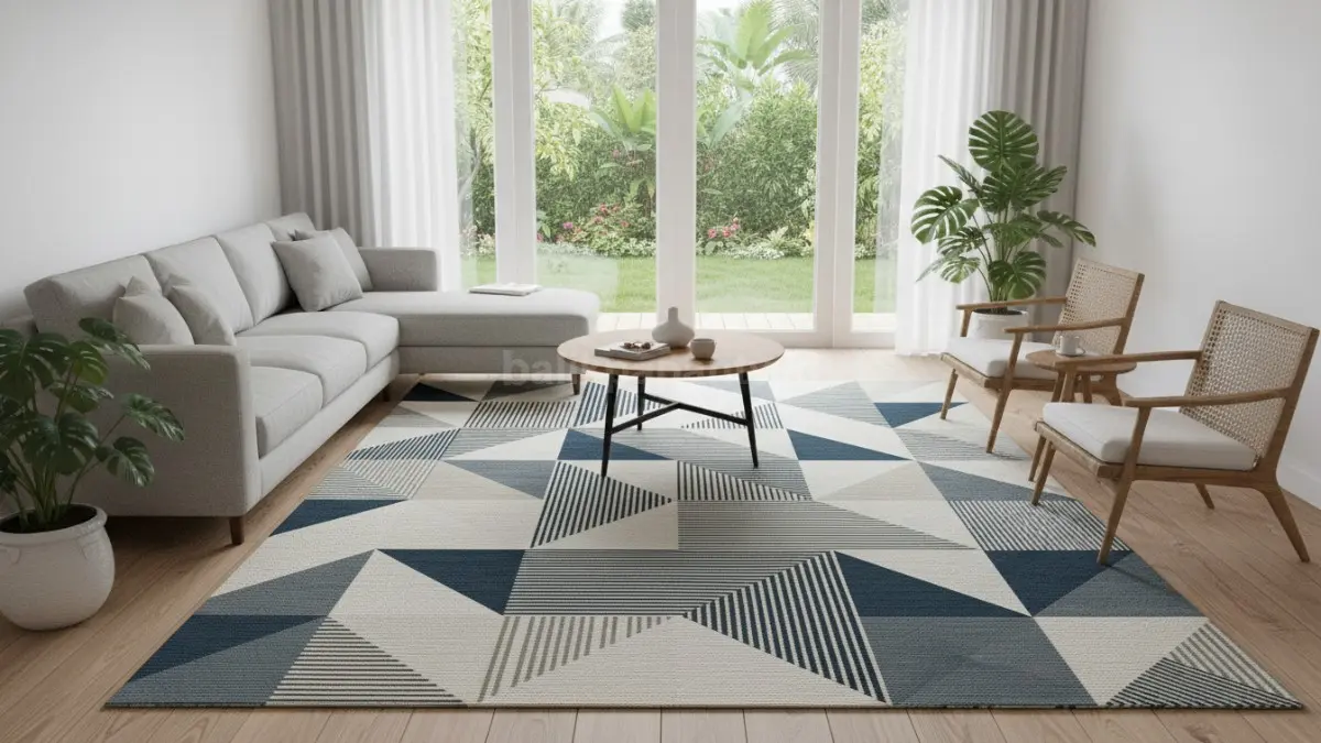 Karpet motif geometris memberi kesan modern dan dinamis