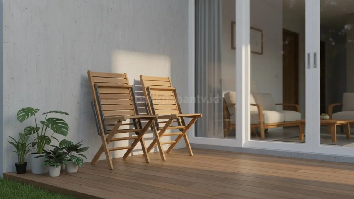 Kursi lipat kayu atau aluminium
