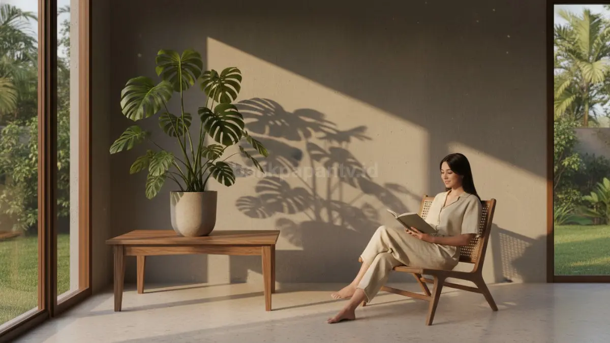  Monstera yang bayangannya berubah dramatis saat sore