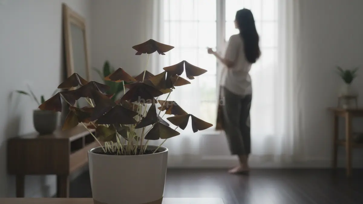 Oxalis triangularis yang membuka dan menutup seperti kupu-kupu