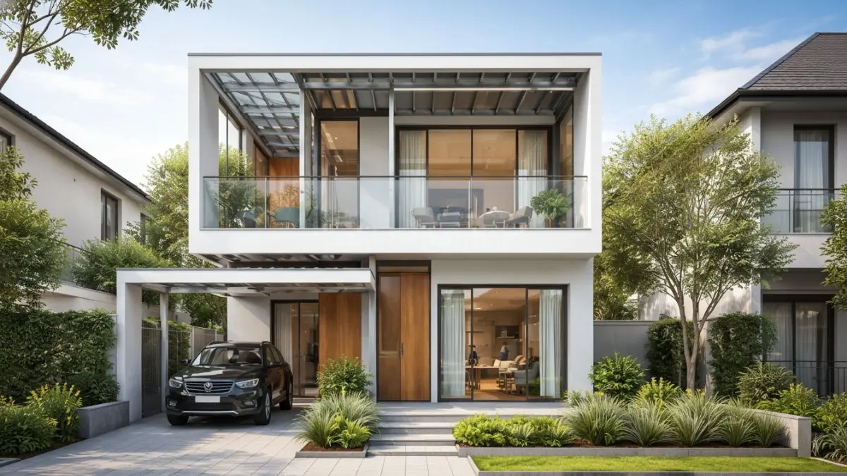 Rumah minimalis dengan struktur baja ringan kombinasi.
