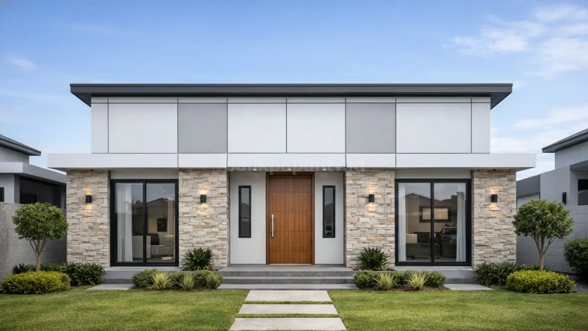 Rumah minimalis grid simetris.
