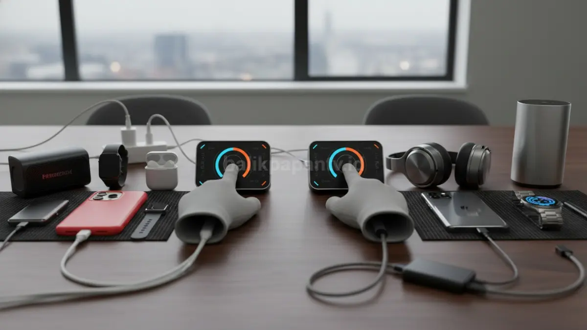 Aneka gadget murah dan mahal ditampilkan berdampingan untuk uji performa.