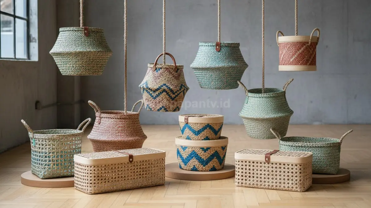 berbagai model keranjang anyaman modern dengan desain unik
